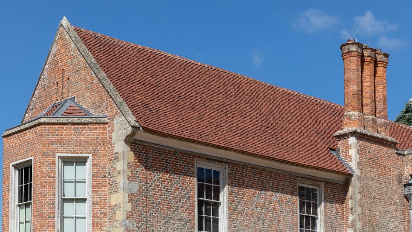 Aerial view of completed roofing